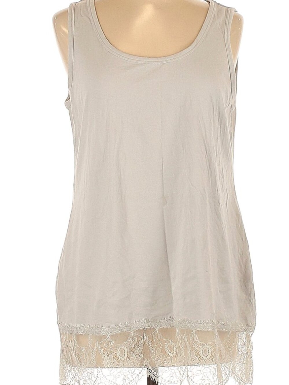 Soft Surroundings Size L Tank/Cami with lacey hem  Very Good Condition soft Grey